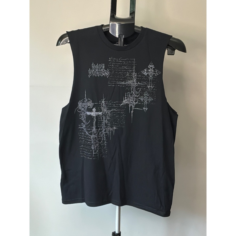 On The Low OTL Men's XL Black Muscle Tank Gothic Cross Graphic Grunge Streetwear